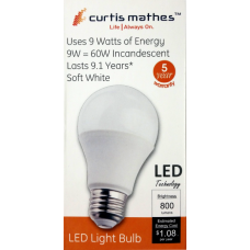 LED 60w Equivalent - 9w 2,700K - CMA19-1312-827 - Curtis Mathes